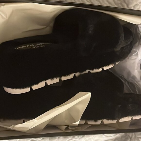 Relist- NEW! J/Slides Urban Sport Willow faux fur slides slippers US size 7 - Picture 2 of 2